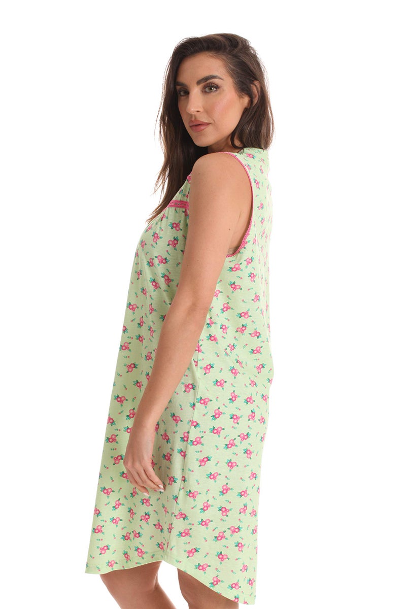 Dreamcrest 100% Cotton Sleeveless Nightgown for Women with Crochet Trim 6778-10417-MNT-S Mint - Pink - Image 2